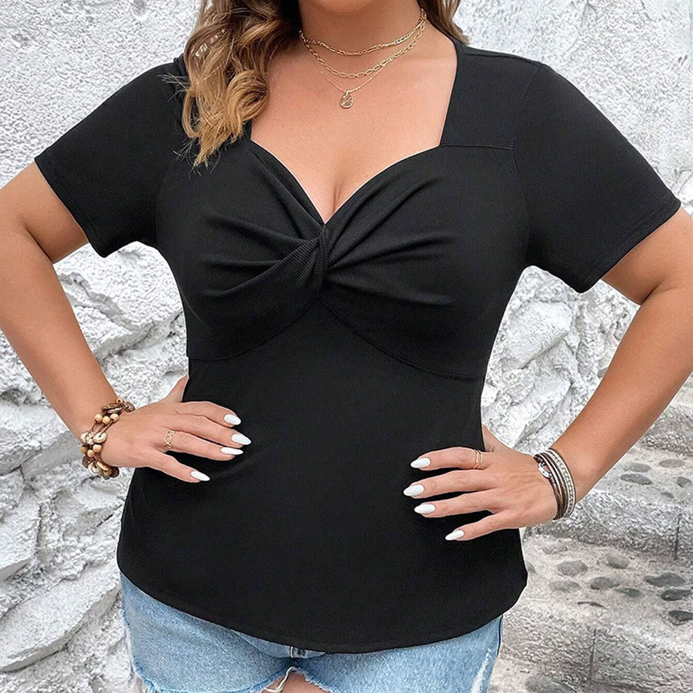 Sexy V-neck Slim-fit Office Short-sleeved Top For Women