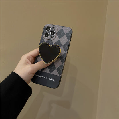 Fashion Print Retro Lingge Love Bracket Phone Case