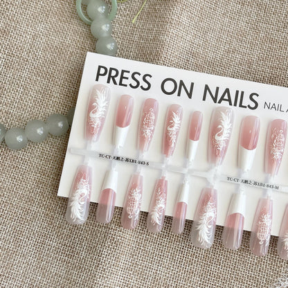 Neue chinesische Antik-Schwanenrelief-Stickerei für Nagelspitzen