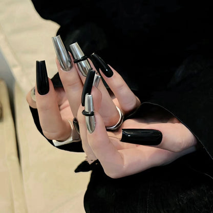 Silber-schwarze, supercoole Nagelsticker