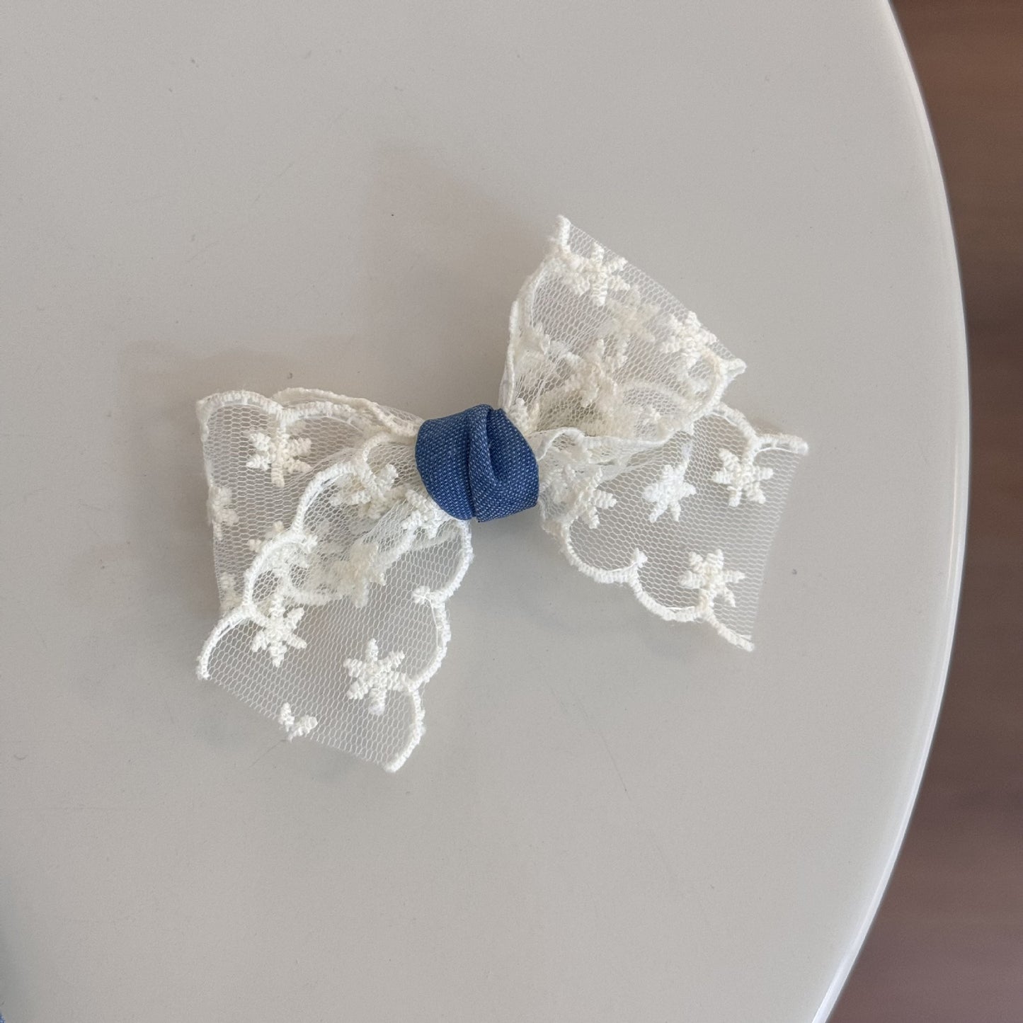 Haarspangen mit Schleife in Denimblau