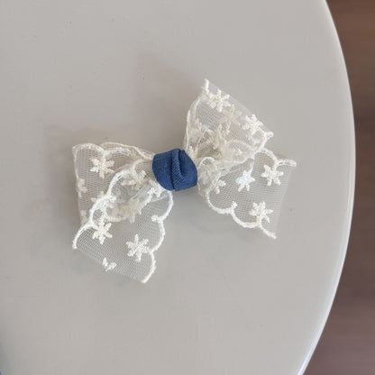 Haarspangen mit Schleife in Denimblau