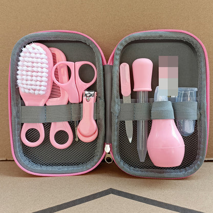Grenzüberschreitendes Set für Mutter und Kind: 8-teiliges Nagelset für Kinder und Babys inklusive Kämmen, Bürsten und Nasensaugern in EVA-Verpackung