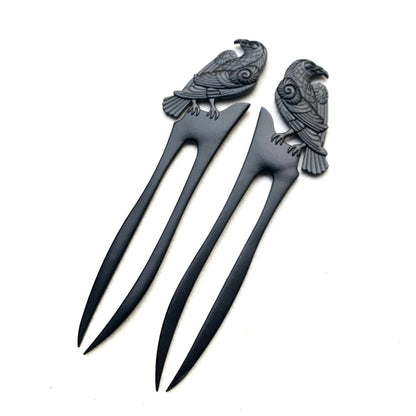 Retro Crow Double-sided Three-dimensional Carved Hairpin