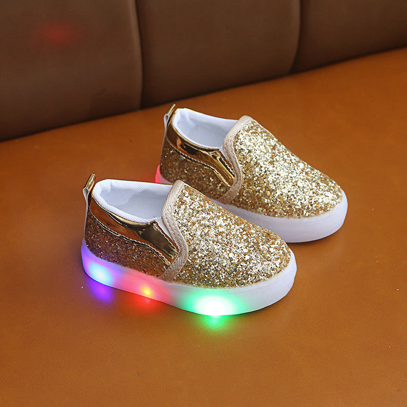 LED-Sneaker für Kinder, beleuchtete Baby- und Kleinkind-Sneaker mit Pailletten, Mädchen-Lichtschuhe