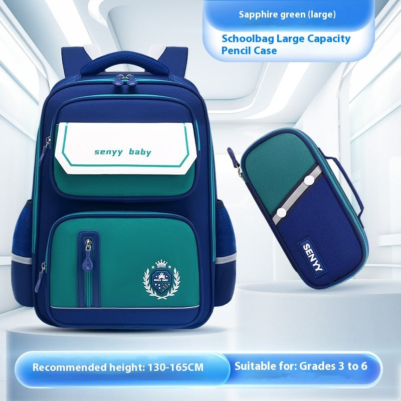 Kinderrucksack mit Rückenprotektor und wasserabweisendem, großem Fassungsvermögen aus Oxford-Gewebe 