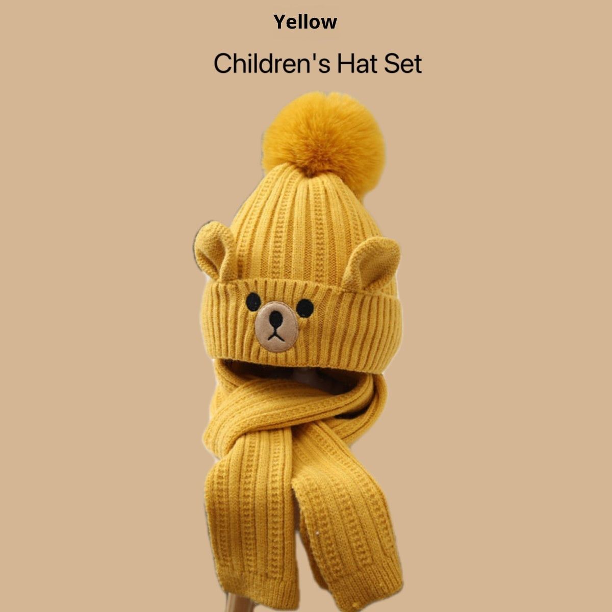 Zweiteiliges Kinder-Set aus Mütze und Schal, gestrickt, fleecegefüttert, für Jungen