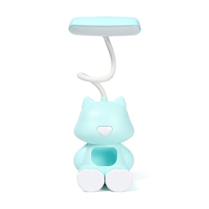 Cute Cat LED Charging Table Lamp Cartoon Desktop Storage Mobile Phone Holder Small Night Lamp USB Rechargeable Light