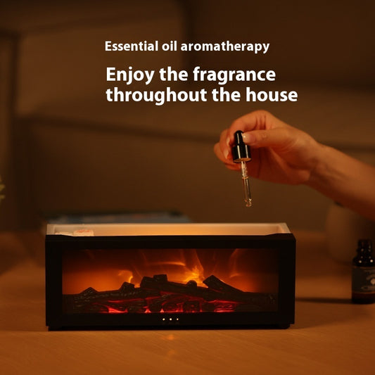 Neue Aromatherapie-Maschine mit Flammeneffekt: Farbiger Diffusor für ätherische Öle, Luftbefeuchter mit großem Nebelvolumen und 3D-Flammenkamin-Effekt.