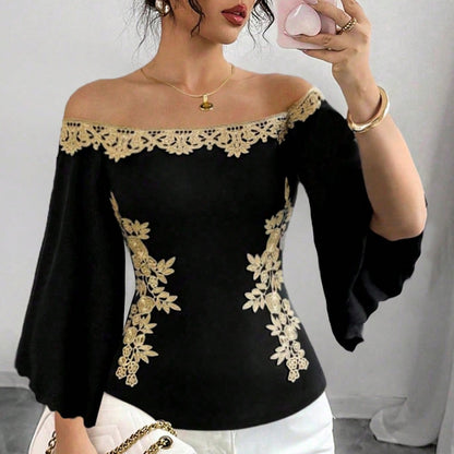 Sexy besticktes, figurbetontes Top für Damen