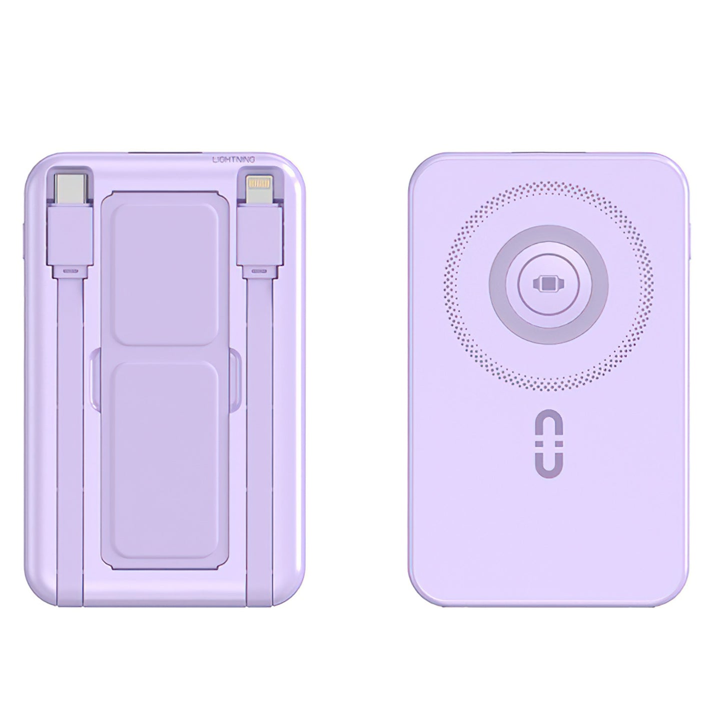 1Pc 3 In 1 10000mAh MagSafe Fast Charging Power Bank PD20W Portable Charger With 2 Built In Cables Stand Fit For IOS Phone 16 15 13 Series And More