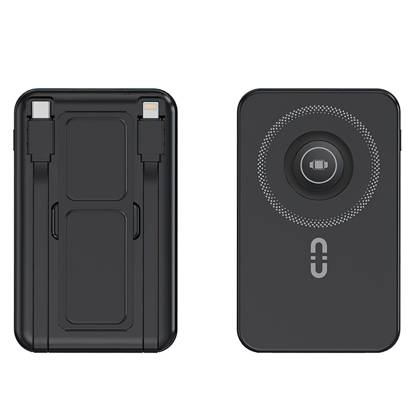 1Pc 3 In 1 10000mAh MagSafe Fast Charging Power Bank PD20W Portable Charger With 2 Built In Cables Stand Fit For IOS Phone 16 15 13 Series And More