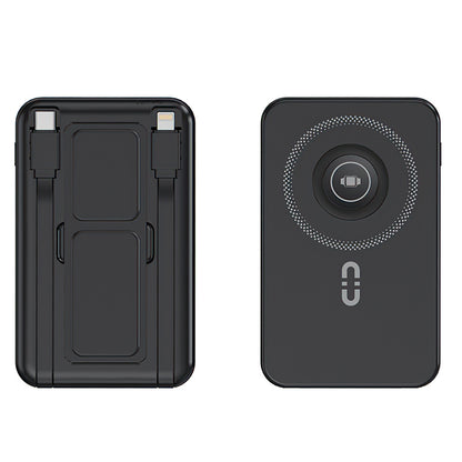 1Pc 3 In 1 10000mAh MagSafe Fast Charging Power Bank PD20W Portable Charger With 2 Built In Cables Stand Fit For IOS Phone 16 15 13 Series And More