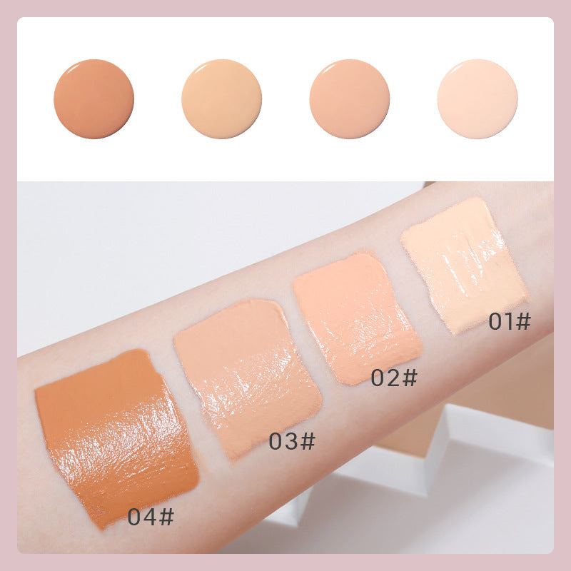4colors Leichte Foundation-Concealer-Creme mit Make-up-Schwamm, aufhellende, feuchtigkeitsspendende Flüssig-Foundation BBCream