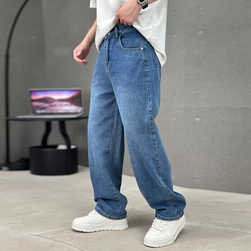 Modische Jeans mit Taschen, Herren-Jeans mit weitem Bein und geradem Schnitt, vielseitige, lässige lange Hosen, Streetwear-Kleidung