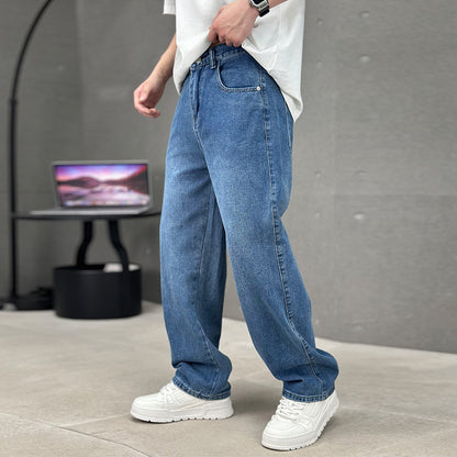 Modische Jeans mit Taschen, Herren-Jeans mit weitem Bein und geradem Schnitt, vielseitige, lässige lange Hosen, Streetwear-Kleidung
