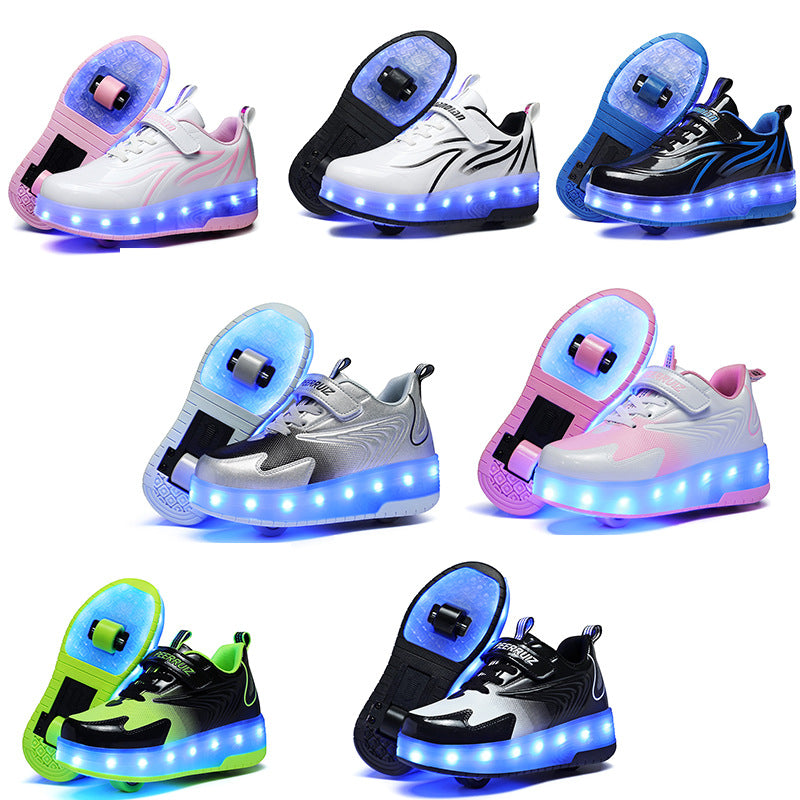 Children's Rechargeable Two-wheel LED Light-up Shoes
