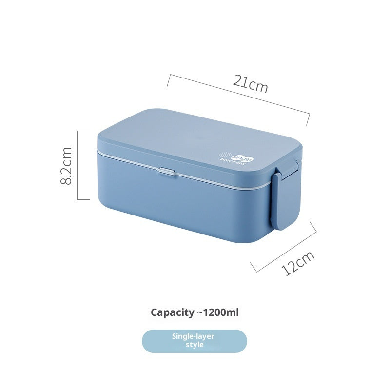 Blaue, doppelwandige 3-in-1-Lunchbox aus Bambusfaser, wärmbare japanische Bento-Box