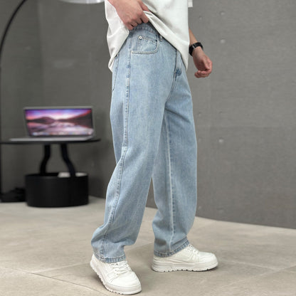 Modische Jeans mit Taschen, Herren-Jeans mit weitem Bein und geradem Schnitt, vielseitige, lässige lange Hosen, Streetwear-Kleidung