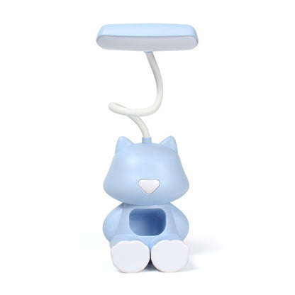 Cute Cat LED Charging Table Lamp Cartoon Desktop Storage Mobile Phone Holder Small Night Lamp USB Rechargeable Light