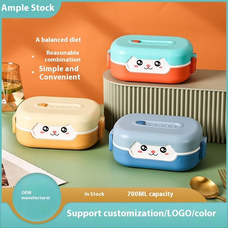 Children Student Portable Divided Lunch Box