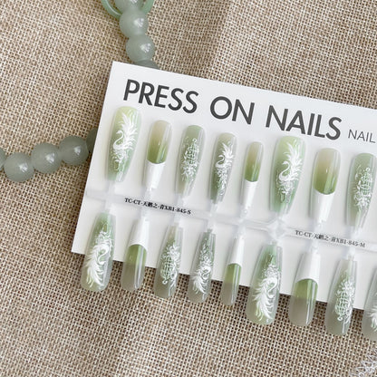 Neue chinesische Antik-Schwanenrelief-Stickerei für Nagelspitzen