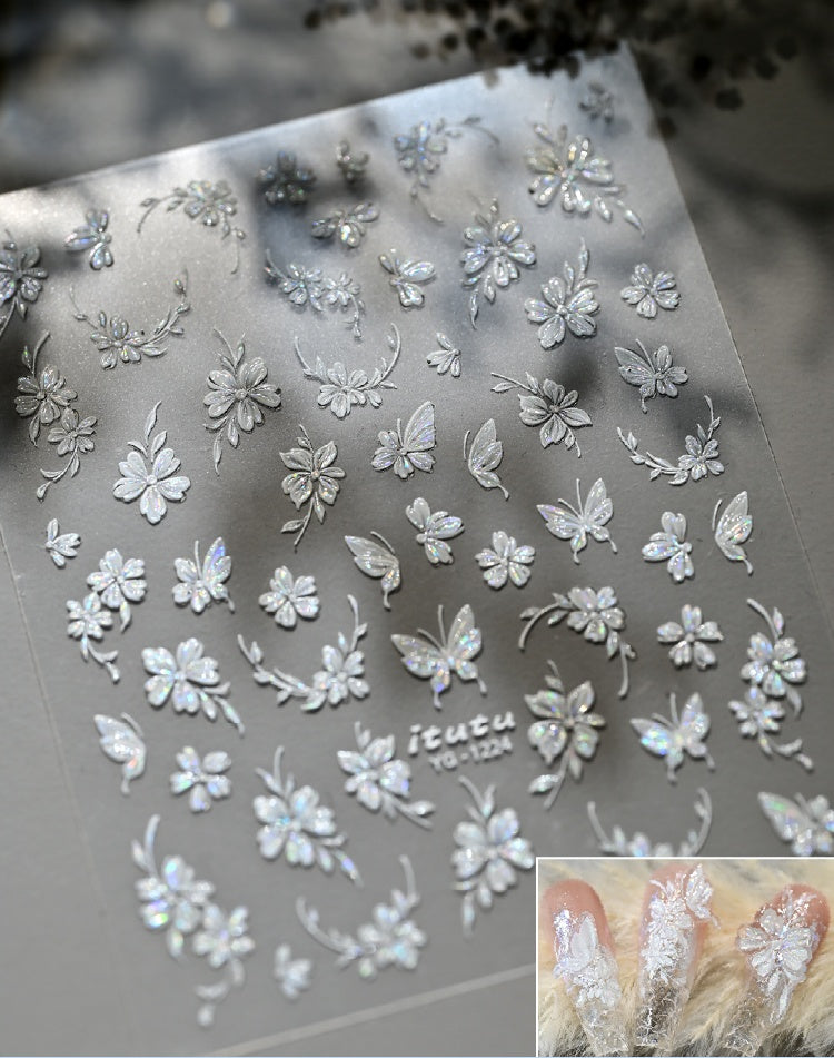 Kamelie 5D Relief Nagelsticker Stereo Ornament