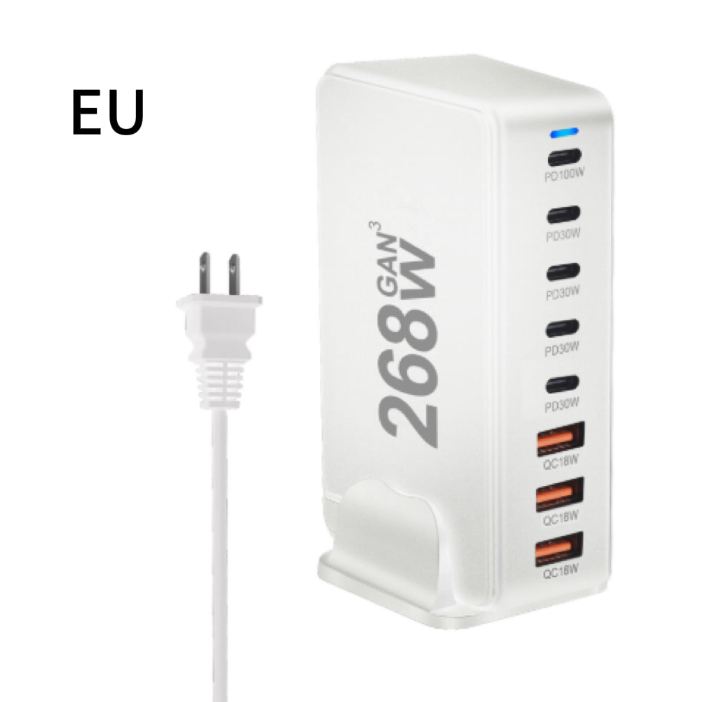 268W Gallium Nitride PD ChargerMulti-functional Desktop 5 C3A New 8-port Adapter