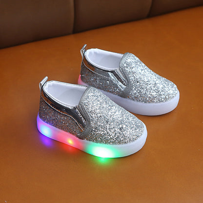 LED-Sneaker für Kinder, beleuchtete Baby- und Kleinkind-Sneaker mit Pailletten, Mädchen-Lichtschuhe