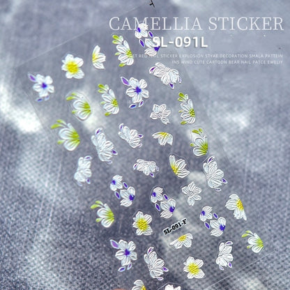 Kamelie 5D Relief Nagelsticker Stereo Ornament