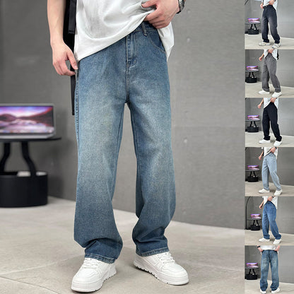 Modische Jeans mit Taschen, Herren-Jeans mit weitem Bein und geradem Schnitt, vielseitige, lässige lange Hosen, Streetwear-Kleidung