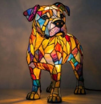 Colorful Strange Dog Lamp Resin Decorations