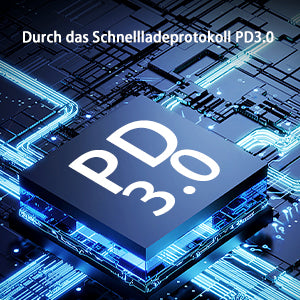 USB-C-Ladegerät mit einem Anschluss, inklusive 4-in-1-Datenkabel. 