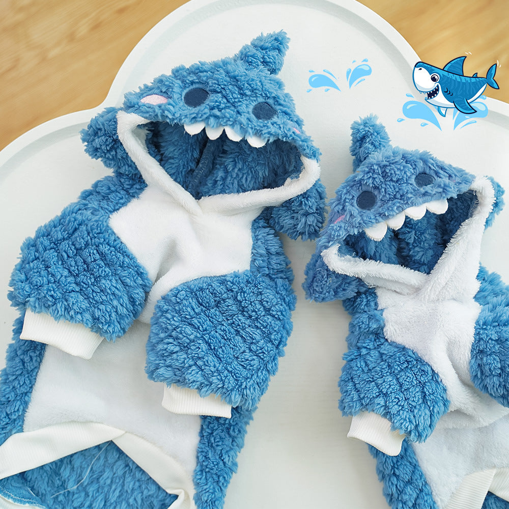 Niedliche Hai-Plüschkleidung, dick, für Haustiere wie Hunde und Katzen