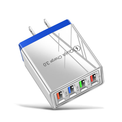 USB-Ladegerät Quick Charge 3.0 4-fach Adapter für Tablets, tragbares Wandladegerät, Schnellladegerät