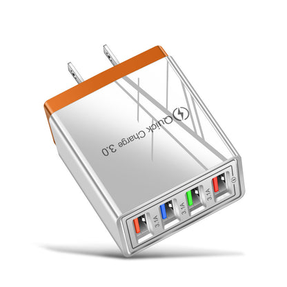 USB-Ladegerät Quick Charge 3.0 4-fach Adapter für Tablets, tragbares Wandladegerät, Schnellladegerät