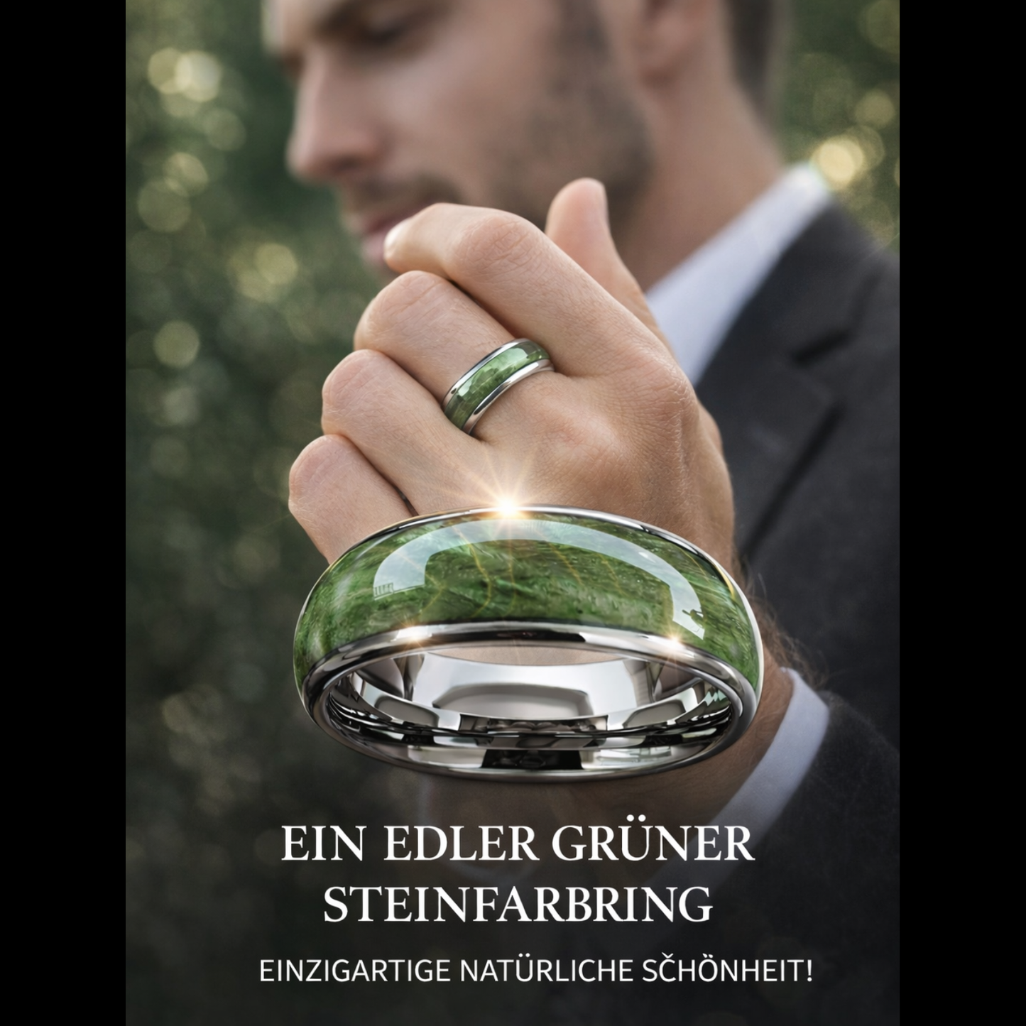 Eleganter grüner Holzmaserungsring